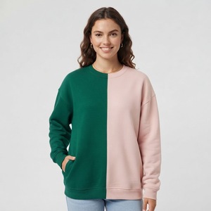 Sweat-shirt luxueux 100% coton pour femme, col rond, bicolore, avec impression de logo personnalisé, idéal pour la vente en gros. - Product Image 5