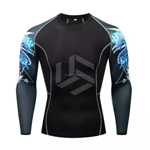 Camiseta de compresión de manga larga para grappling y MMA, personalizada con estampado, para hombre, para usar en BJJ, tela deportiva OEM - Product Image 2
