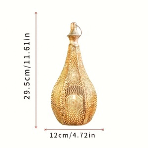 ชุดโคมไฟโลหะโมร็อกโกงานฝีมือ พร้อมดีไซน์ฉลุลายประณีต ใช้เป็นเชิงเทียนตกแต่งสำหรับตกแต่งบ้านในช่วงรอมฎอน - Product Image 3