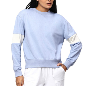 Sweat-shirt personnalisé pour femme 2026, col rond, 100 % coton molletonné, logo brodé sur le devant, respirant, pour l'hiver - Product Image 1