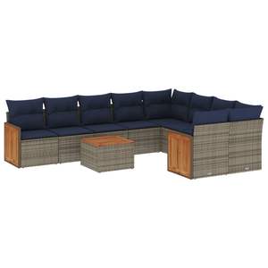 Juego de sofás de jardín de poliratán gris de 10 piezas con cojines - Product Image 2