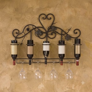Porte-bouteilles moderne en fer forgé avec étagères réglables, support de rangement décoratif en métal pour table, idéal pour bar à domicile - Product Image 2