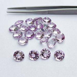 Piedra preciosa suelta pulida a mano con corte de cuadros redondo facetado de amatista de Brasil Rosa Natural de 10mm para la fabricación de joyas, proveedor mayorista - Product Image 1