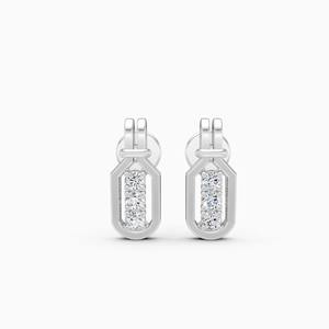 Boucles d'oreilles verticales serties de diamants avec 0,13 carat de diamants de laboratoire en or jaune 9K, or blanc, or rose - Product Image 2