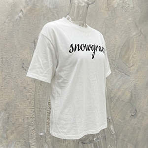 เสื้อยืดคอตตอนสีขาว Snowgrace แขนสั้น คอกลม ทรงปกติ สำหรับผู้ชาย สไตล์ลำลอง พิมพ์ลายตัวอักษรด้านหน้า - Product Image 4