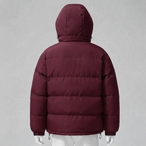 Meyba Sports <b>Burgundy</b> Hooded Reversible <b>Puffer</b> <b>Jacket</b> Windproof Winter Coat Regular Fit Front Logo Zipper Closure Unisex - Product Image 2