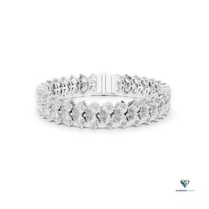 17.58 CT Pear Cut Lab Grown Diamond Bracelet in 18K <b>Solid</b> <b>Gold</b>, Symmetrical Leaf Pattern Collet Set Fine Jewelry for Women - Product Image 1