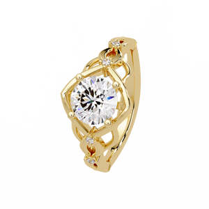 Anillo de compromiso y boda vintage con banda solitaria cruzada de oro macizo de 14K, diamante cultivado en laboratorio de corte redondo certificado por IGI - Product Image 3