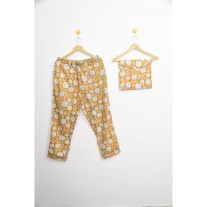 Conjunto de Pijama Casual para Mujer, 100% Algodón, Estampado Floral a Mano, Manga Larga, Tejido de Secado Rápido para Primavera, Verano y Otoño - Product Image 2