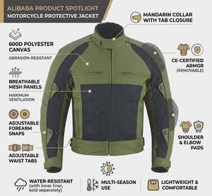 เสื้อแจ็คเก็ตมอเตอร์ไซค์ตาข่ายสำหรับผู้ชาย ระบายอากาศได้ดี เหมาะสำหรับฤดูร้อน ป้องกันร่างกายขณะขับขี่ พร้อมแผ่นป้องกันหลัง และวัสดุรีไซเคิล - Product Image 6