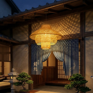 Handmade 3-Tier Bamboo Pendant Light <b>Lantern</b> Vintage Woven <b>Rattan</b> Hanging Lamp for Restaurant, Hotel, and Home Decor - Product Image 6