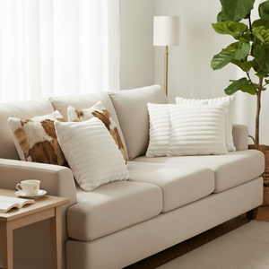 SOGA 6PC 45cm Decorative Pillowcases 2 Cowhide Patchwork 4 Elegant White Textured Pillow Covers for <b>Sofa</b> Bedroom Premium <b>Fabric</b> - Product Image 2