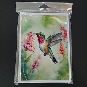 Whimsical Broadtailed Hummingbird A7 Size 5x7 Blank <b>Note</b> <b>Cards</b> Pack of 8 with Envelopes for <b>Greetings</b> - Product Image 3