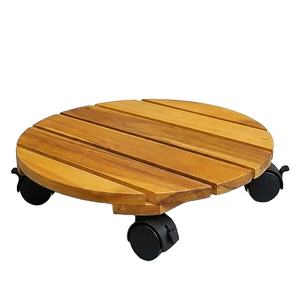 Soporte Rodante Cuadrado de Lujo para Plantas de Madera de Acacia con Ruedas de 360°, Ecológico y Duradero, Capacidad de 120 kg, para Uso en Hogar, Hotel y Jardín - Product Image 1
