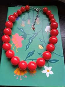 Collar largo de resina artesanal, joyería de cuentas de resina, estilo bohemio, geométrico irregular, grueso, multicapa, poligonal, de acrílico. - Product Image 4