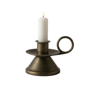 เชิงเทียนทรงกรวยโลหะอะลูมิเนียมเคลือบสีบรอนซ์พร้อมหูจับทรงกลม สำหรับงานขึ้นบ้านใหม่ งานแต่งงาน การจัดดอกไม้ งานวันเกิด - Product Image 5
