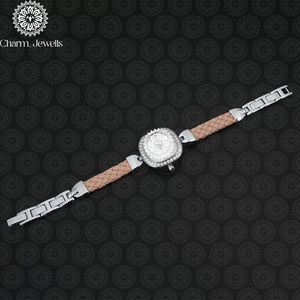 Reloj de Cristal Cuadrado para Mujer Charm_Jewells, Caja de Acero Inoxidable, Correa de Cuero, Cuarzo Analógico, Elegante, Estilo Joyería de Moda - Product Image 3