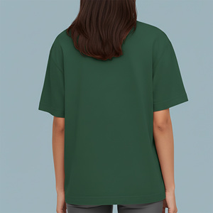 T-shirt en coton à col rond ample pour femme, couleur unie, avec logo imprimé, haut décontracté à manches courtes en jersey tricoté, à porter toute l'année - Product Image 2