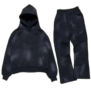 Ensemble sweat à capuche et jogging unisexe streetwear avec logo en relief, survêtement en coton longueur intégrale, coupe ample pour l'automne - Product Image 1