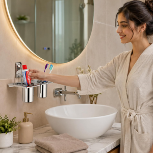 Soporte para cepillos de dientes para baño, organizador de cepillos y pasta de dientes, elegante soporte de almacenamiento para baño, para encimera de tocador - Product Image 4