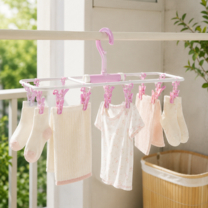 Space Saving Drying Rack Foldable Clothes Airer with Clips <b>Hook</b> Hanging Drying <b>Shelf</b> for Socks Baby Clothes Towels - Product Image 3