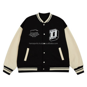 Veste de baseball pour homme HARO SPORTS, logo personnalisé brodé, noire, pour couple, 100% laine, séchage rapide et respirante, style universitaire - Product Image 4