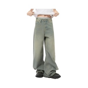 Jeans Anchos de Cintura Media, Estilo Casual, Lavado a la Nieve, 100% Algodón, Secado Rápido, Personalizados de Fábrica, para Hombre, Ropa Urbana, Hip Hop - Product Image 5