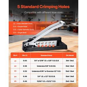 <b>Heavy</b> <b>Duty</b> Standard Bench Hose Crimper 100pcs Ferrules 0.44\"-0.63\" Crimping Range for PVC Rubber Air Hoses <b>Torch</b> Hoses Repair - Product Image 2
