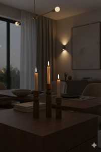 Juego de 3 Portavelas de Madera con Forma de Columna, Decoración para el Hogar, Acabado Natural, Diseño Redondo - Product Image 3