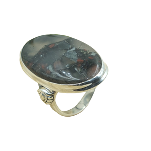 Natural Bloodstone Oval <b>Ring</b> 925 Sterling Silver Handmade <b>Statement</b> <b>Ring</b> Vintage Healing Gemstone Jewelry Gift for Women Men Her - Product Image 1