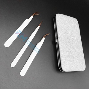 Pince à épiler pour extensions de cils RMI Shin Rose Gold Plasma Tip Smooth Tip, revêtement blanc anti-magnétique, 10 mm, prise en main parfaite - Product Image 6