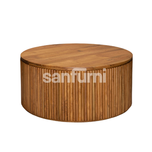 Natural Luxury Solid <b>Wood</b> <b>Round</b> <b>Coffee</b> <b>Table</b> Teak <b>Wood</b> Natural Color Low Living Room Furniture - Product Image 1