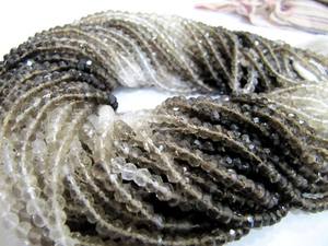 Perles de quartz fumé brun naturel facettées en rondelle de 4 mm, nuance dégradée, brin de 13-14 pouces de long - Product Image 3