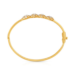 Geometric Trio Diamond Bangle with Yellow Gold Slim <b>Frame</b> and Openwork Modern Center Design - Product Image 3