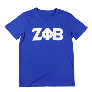 Zeta Phi Beta Royal <b>Blue</b> <b>Glitter</b> Dry Fit T Shirt ZPB Greek Letter Women Performance Tee Lightweight Athletic Apparel - Product Image 1