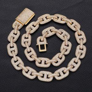 Iced Mariner Link Cuban Chain <b>Necklace</b> | VVS1 D Color Moissanite Hip Hop Style | 14K Gold 925 Silver Luxury <b>Statement</b> <b>Necklace</b> - Product Image 3