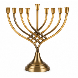 Ménorah dorée à 7 branches, chandelier en métal artisanal avec design de tige torsadée, support à sept branches de qualité supérieure en promotion - Product Image 2