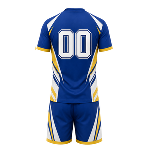 Uniforme de Voleibol Sublimado Azul Rey y Amarillo, Conjunto de Camiseta de Manga Corta y Pantalones Cortos, Ropa Deportiva para Equipos, Ropa para Partidos Atléticos, Personalizable - Product Image 3