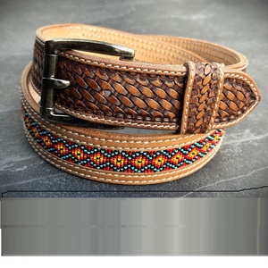 Ceinture Western en Cuir de Vache Argentin Perlé de Qualité Supérieure pour Filles, Motif Floral Gravé à la Main, Unisexe, Prête à l'Expédition, Prix d'Usine - Product Image 6