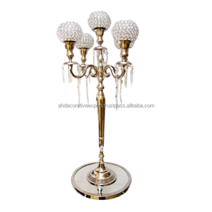 Attractive Embossed Design Tall <b>Candelabra</b> with Crystal Votive Wedding Entryway & Floor Centerpiece Handmade <b>Candelabra</b> for Sale - Product Image 6