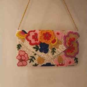 Bolso de mano indio artesanal colorido con cuentas, de lujo, étnico, con asa de baguette de cuentas de cristal, estilo casual, duradero, moderno, de primera calidad. - Product Image 3