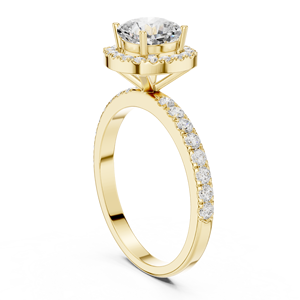 Anillo de compromiso de oro amarillo chapado con diamante talla cojín para mujer, banda pavé, regalo para promesa, boda, aniversario, fiesta - Product Image 1