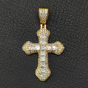 Evanex Diamond Luxury 925 <b>Silver</b> Cross Pendant Princess Cut Moissanite Micro Pave Iced <b>Charm</b> Unisex <b>Silver</b> Plated for Certified - Product Image 5