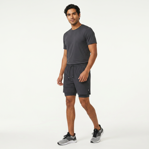 Shorts Bermuda pour homme à taille mi-haute, séchage rapide, couleur unie, avec cordon de serrage, décontractés, en polyester tricoté, pour le sport - Product Image 5