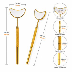 Gold Plated Pocket Moon-Shaped Handheld <b>Makeup</b> <b>Mirror</b> 3X <b>Magnifying</b> Single Side Stainless Steel Frame - Product Image 5
