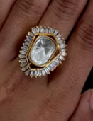 Elegante anillo de dedo tachonado de piedra blanca de moda con circón brillante para ropa de fiesta para mujeres y niñas para boda - Product Image 2