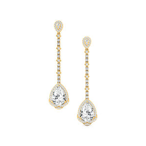 Boucles d'oreilles pendantes en or massif 14K 18K avec diamants de laboratoire taille poire, personnalisées, D VVS certifiées IGI, 4 carats au total, luxe - Product Image 1