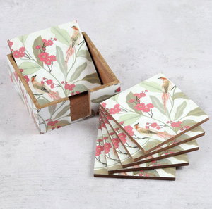 Lot de sous-verres carrés en bois de style classique avec motif floral, design oriental, pour la table – Fournisseur d'usine - Product Image 6
