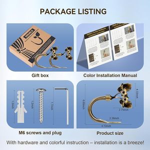 ปลายม่านทองเหลืองหรูหรา ตกแต่งด้วยใบไม้ ขัดเงาด้วยมือ ทำจากโลหะ - Product Image 2