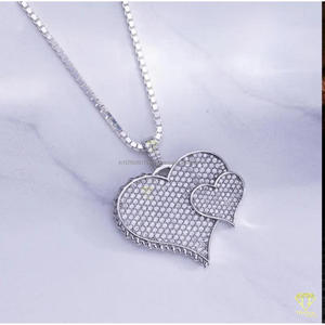 Fully Iced <b>Heart</b> <b>Shape</b> Pendant Necklace In Sterling Silver With Moissanite Diamonds Urban Hip Hop Jewelry - Product Image 1